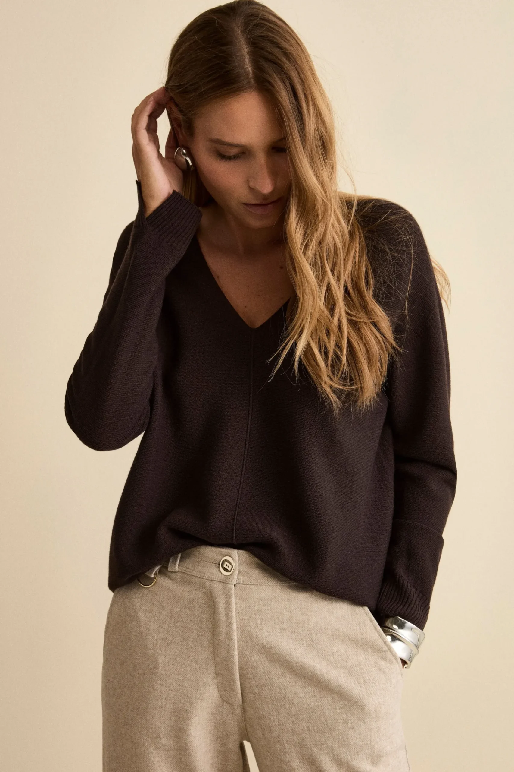 Maglia Over Scollo a V in Lana Merino - T.MORO