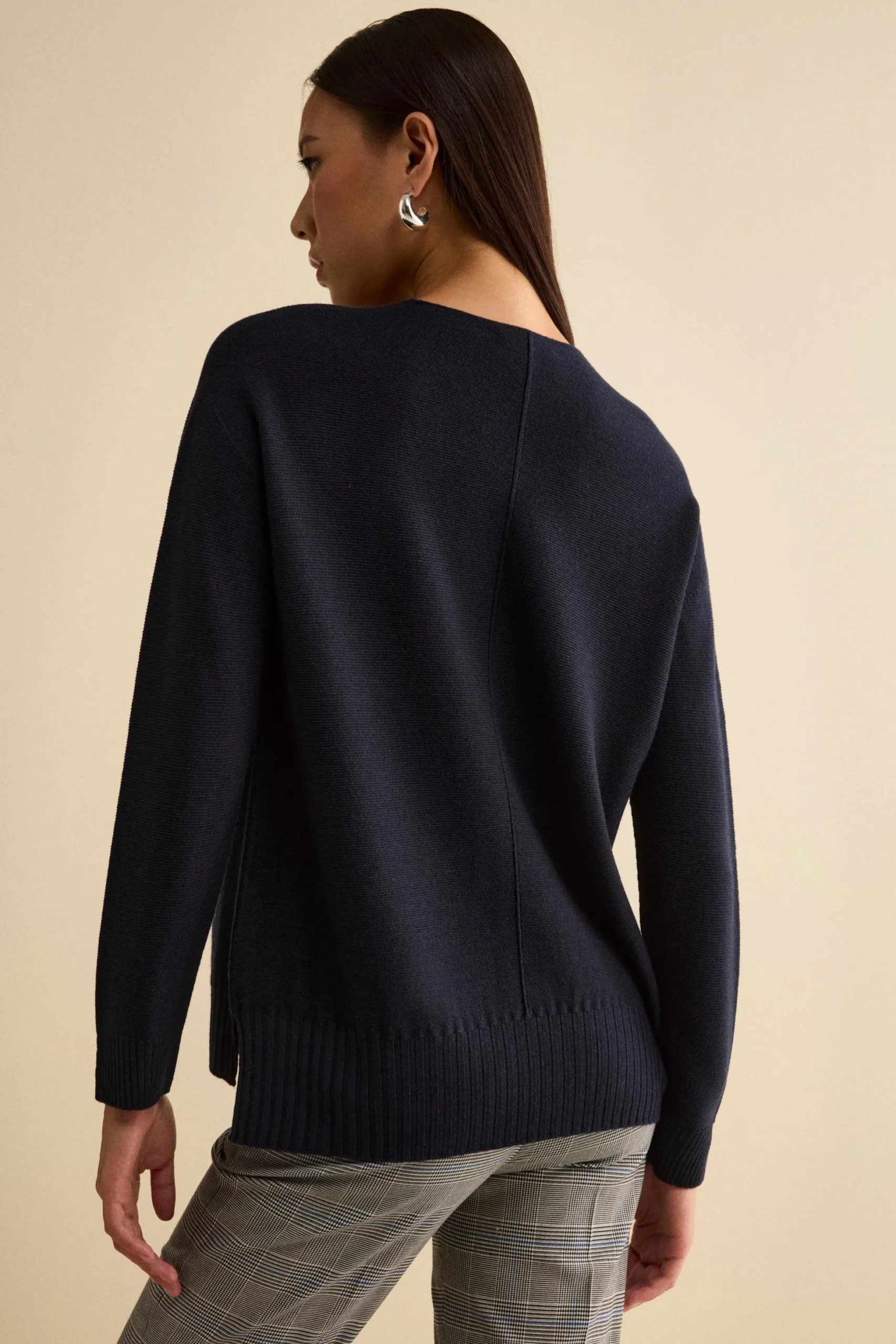 Maglia Over Scollo a V in Lana Merino - BLU