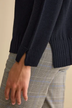 Maglia Over Scollo a V in Lana Merino - BLU
