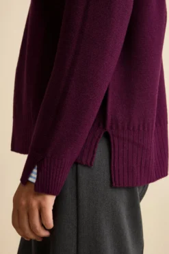 Maglia Over Scollo a V in Lana Merino - PRUGNA