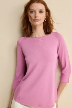 Maglia scollo a barchetta - ROSA SCURO
