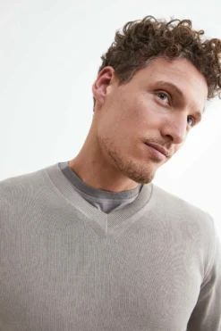 Maglia scollo a V - SABBIA