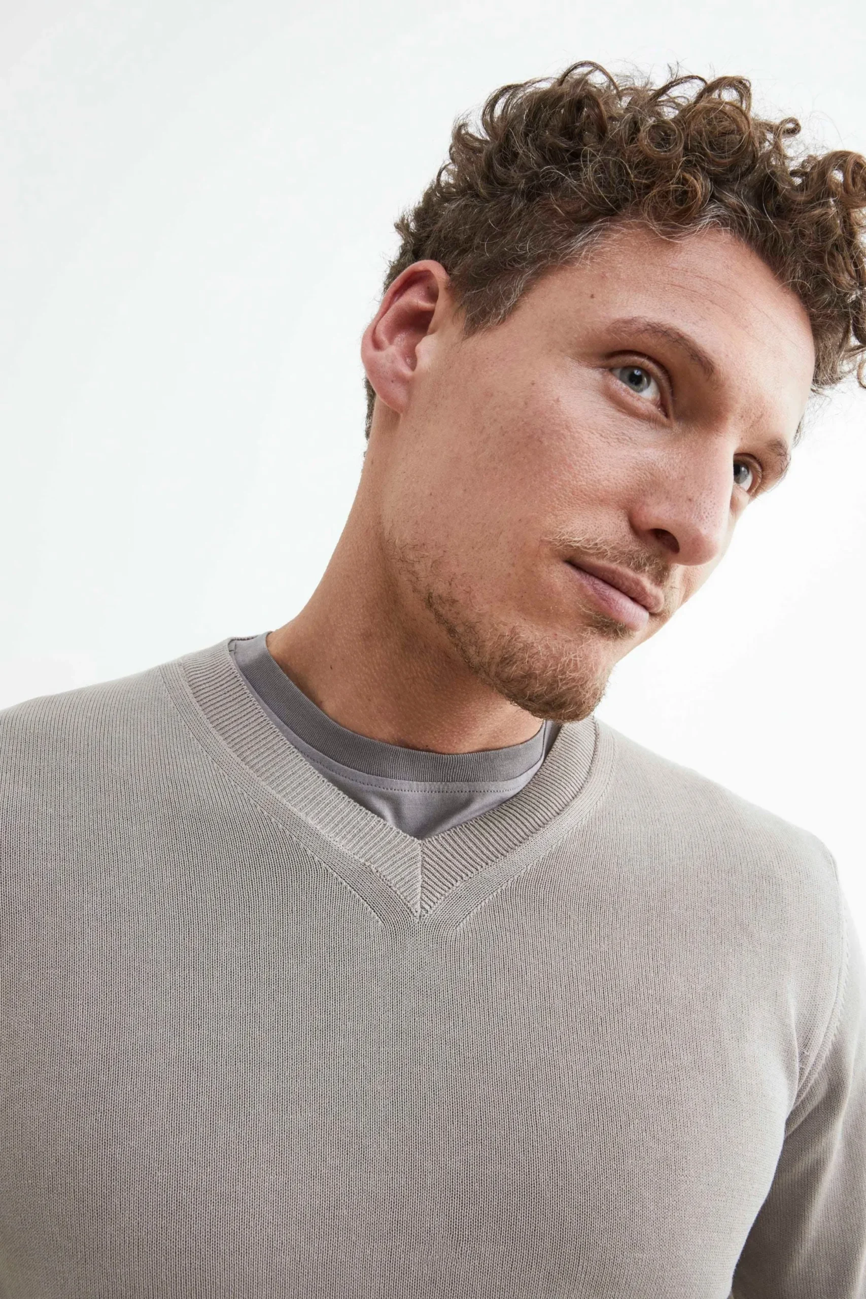 Maglia scollo a V - SABBIA