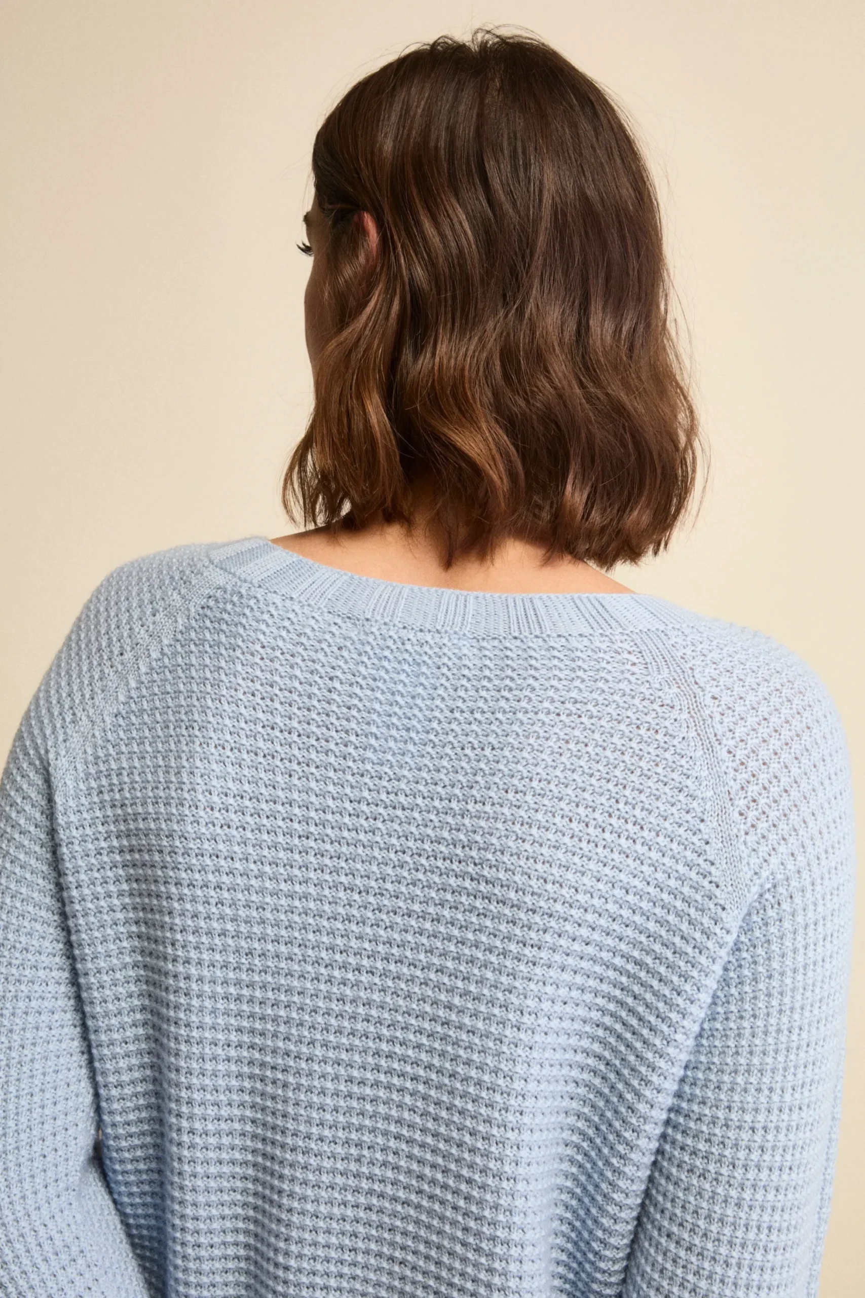 Maglia Scollo Barchetta in Lana Merino Lavorata - AZZURRO