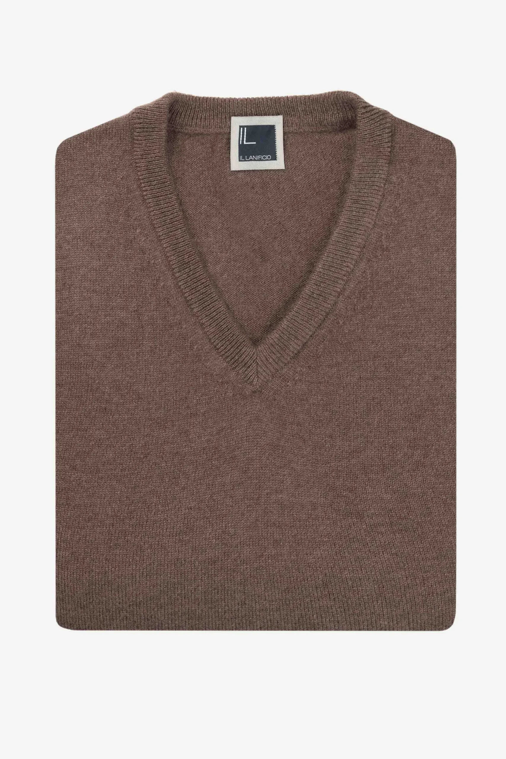 Maglia scollo V in cashmere - CACAO
