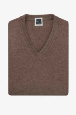 Maglia scollo V in cashmere - CACAO