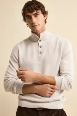 Maglia Serafino in Lana e Cashmere - GESSO