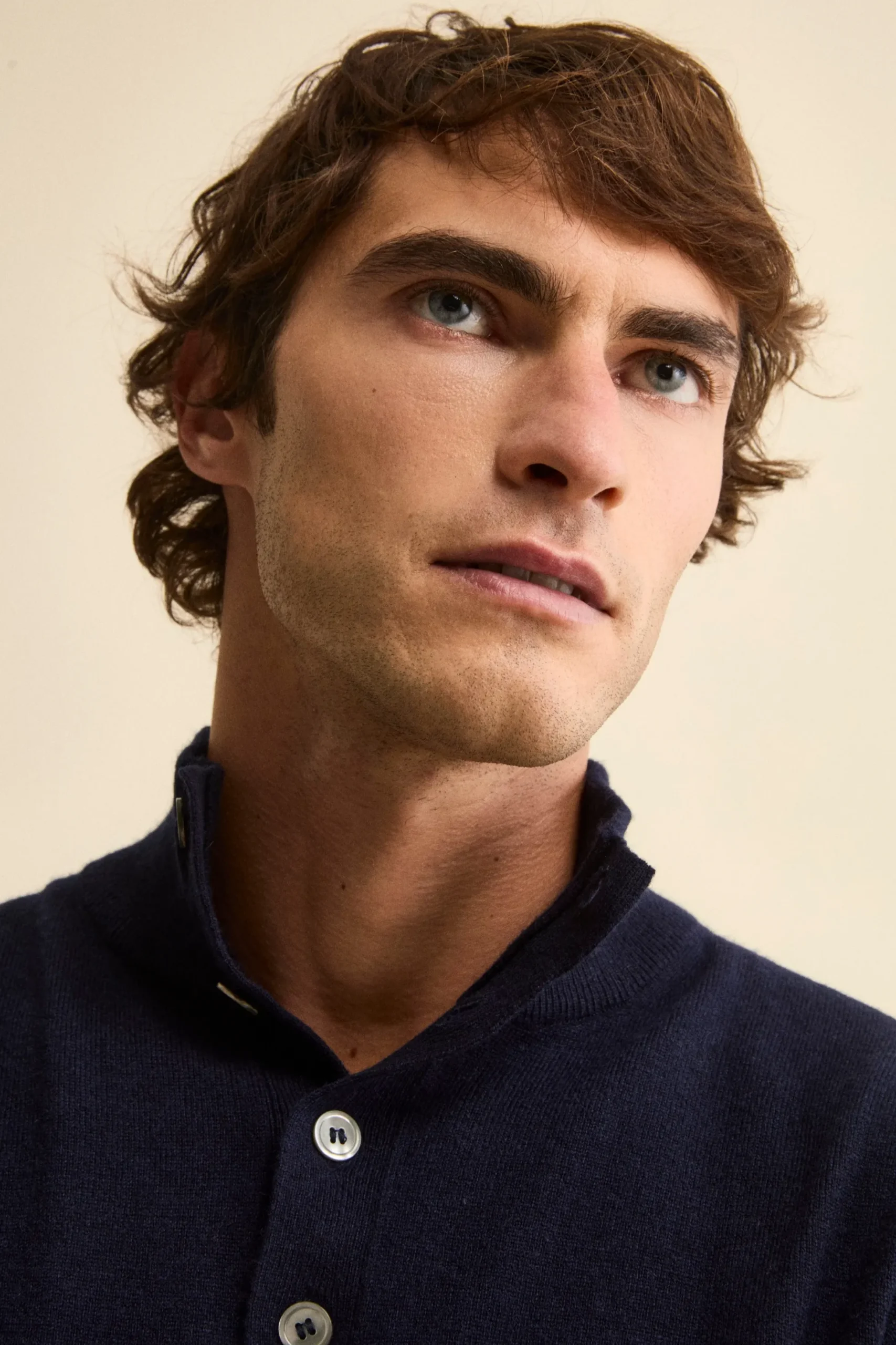 Maglia Serafino in Lana e Cashmere - BLU