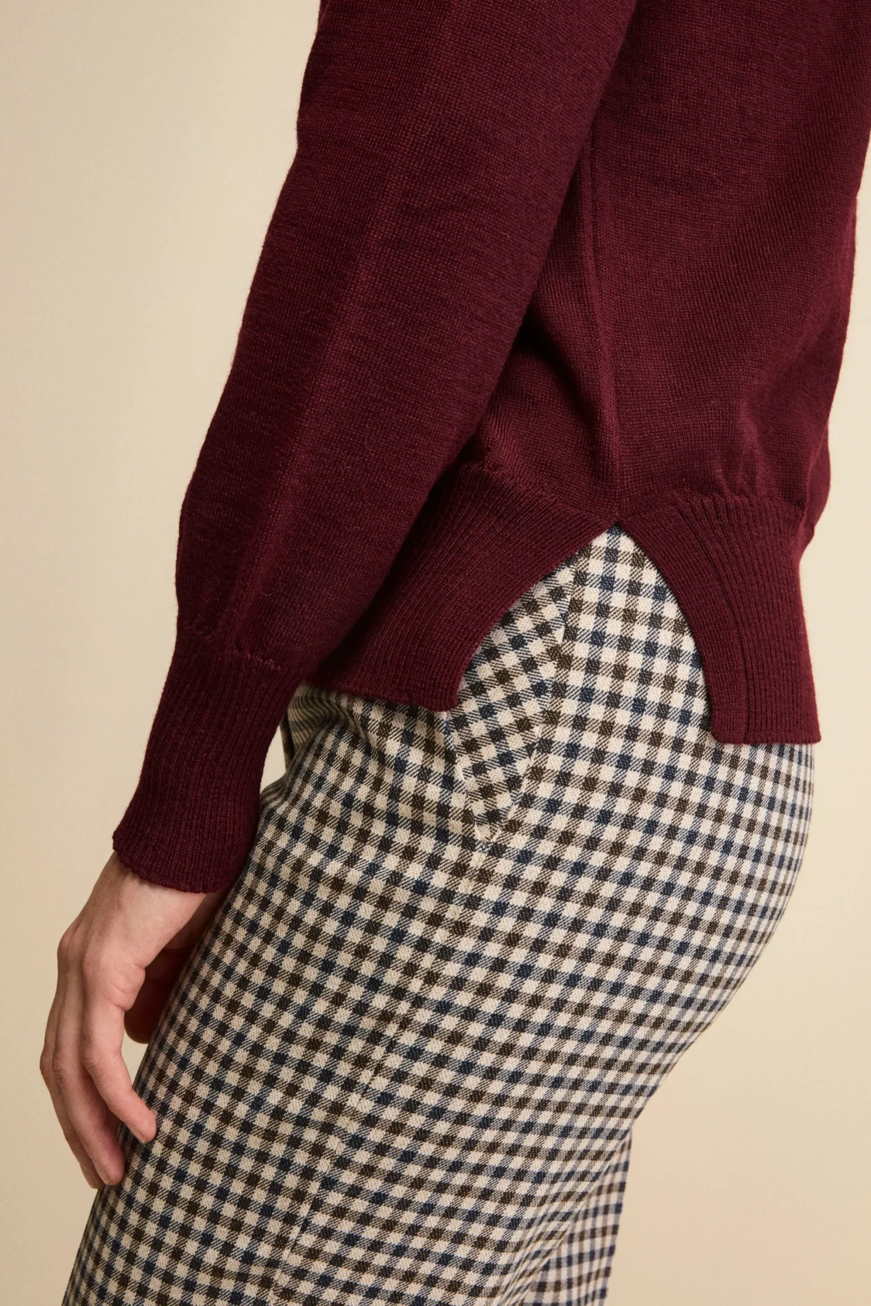 Maglia Serafino in Lana Merino - BORDEAUX