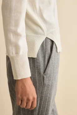 Maglia Serafino in Lana Merino - ECRU