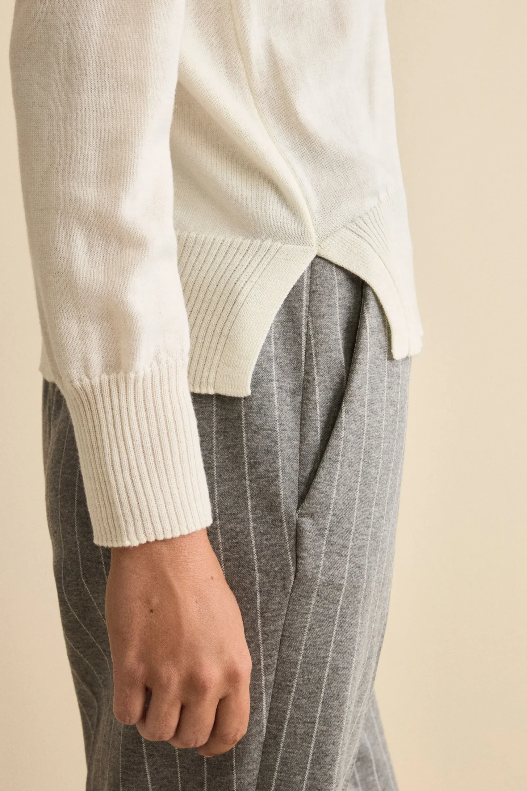 Maglia Serafino in Lana Merino - ECRU