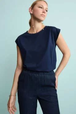 Maglietta Girocollo in Jersey di Cotone - BLU