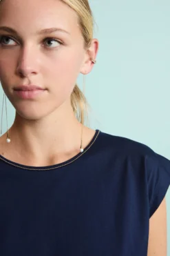 Maglietta Girocollo in Jersey di Cotone - BLU