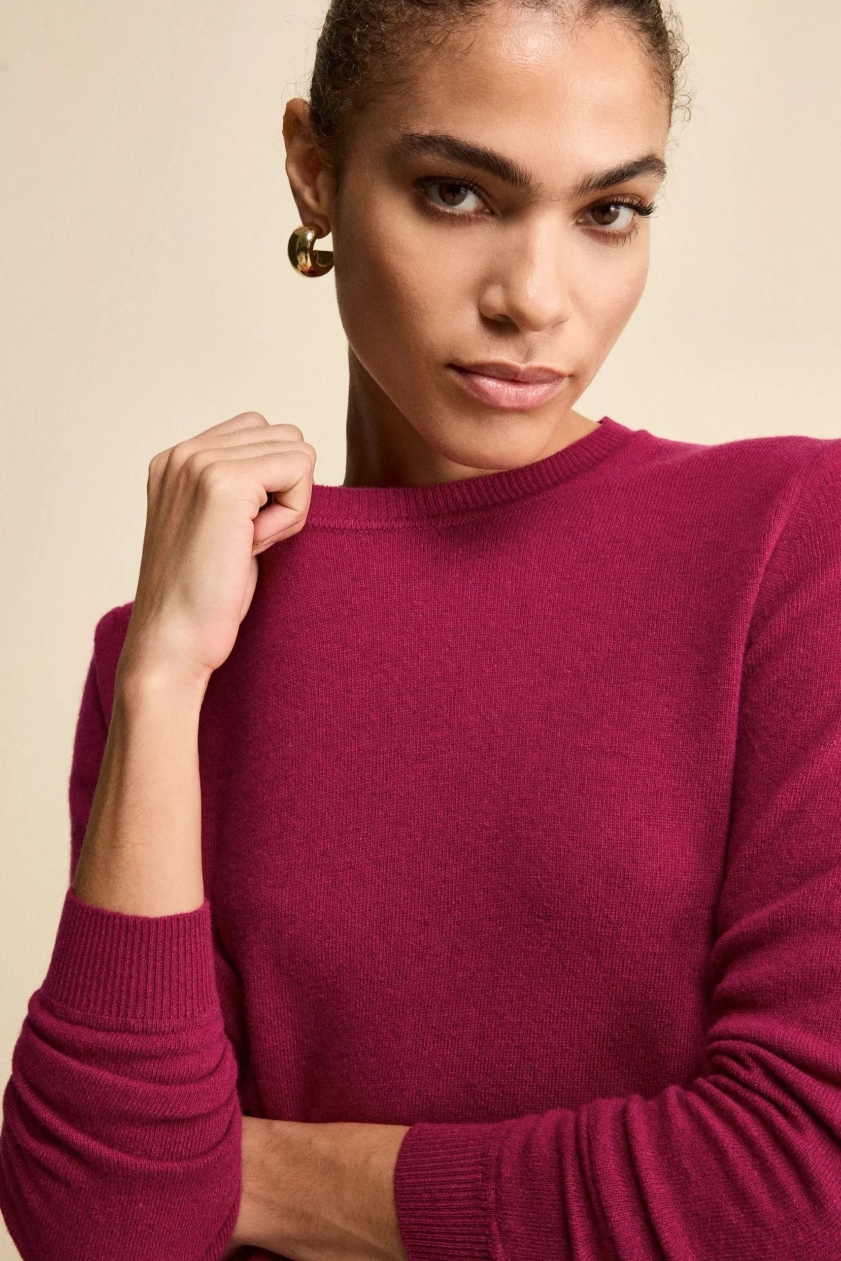 Maglioncino girocollo lana e cashmere - LAMPONE