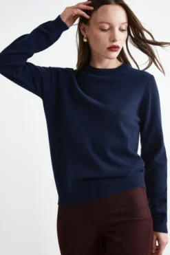 Maglioncino girocollo lana e cashmere - BLU