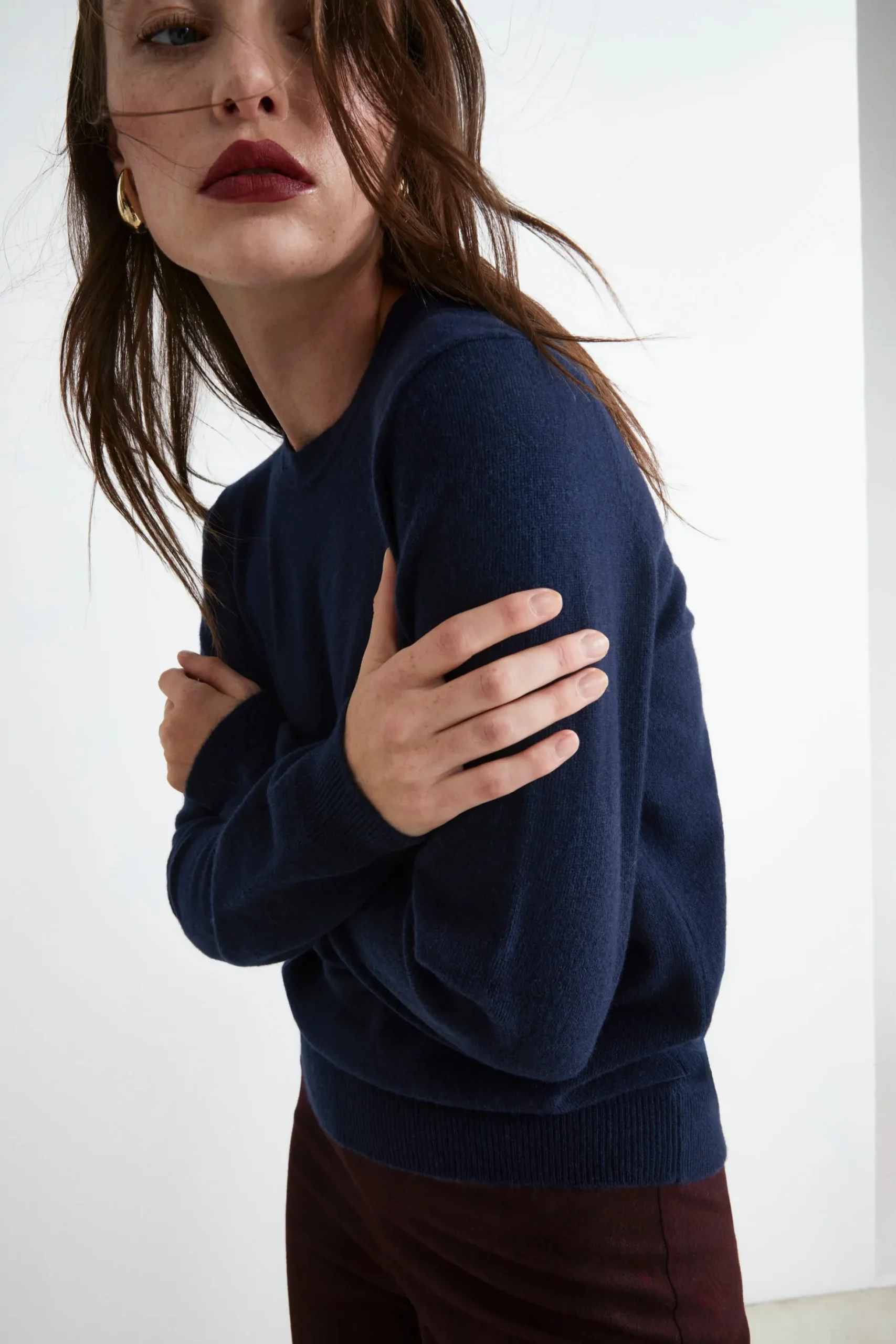 Maglioncino girocollo lana e cashmere - BLU