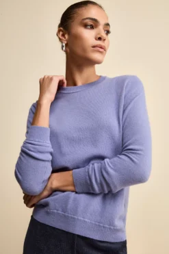 Maglioncino girocollo lana e cashmere - LAVANDA