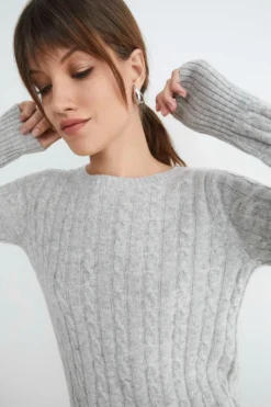Maglione girocollo in cashmere - GRIGIO CHIARO