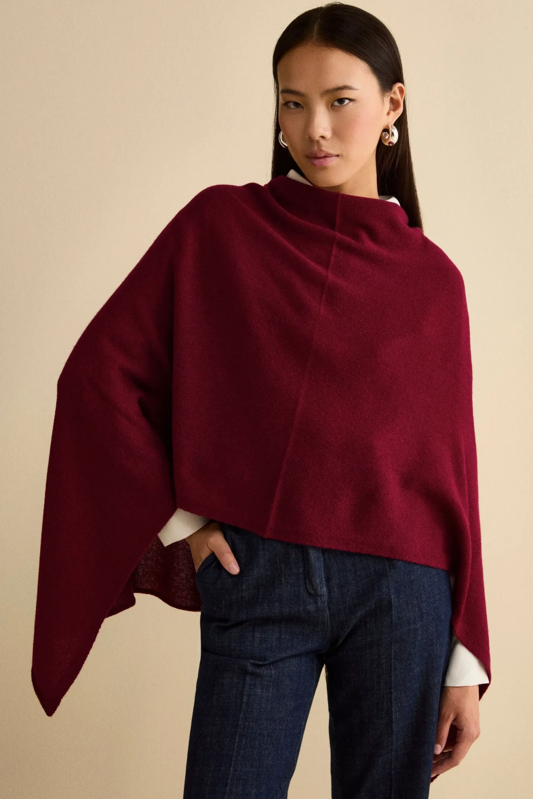 Mantella in cashmere da donna - BORDEAUX