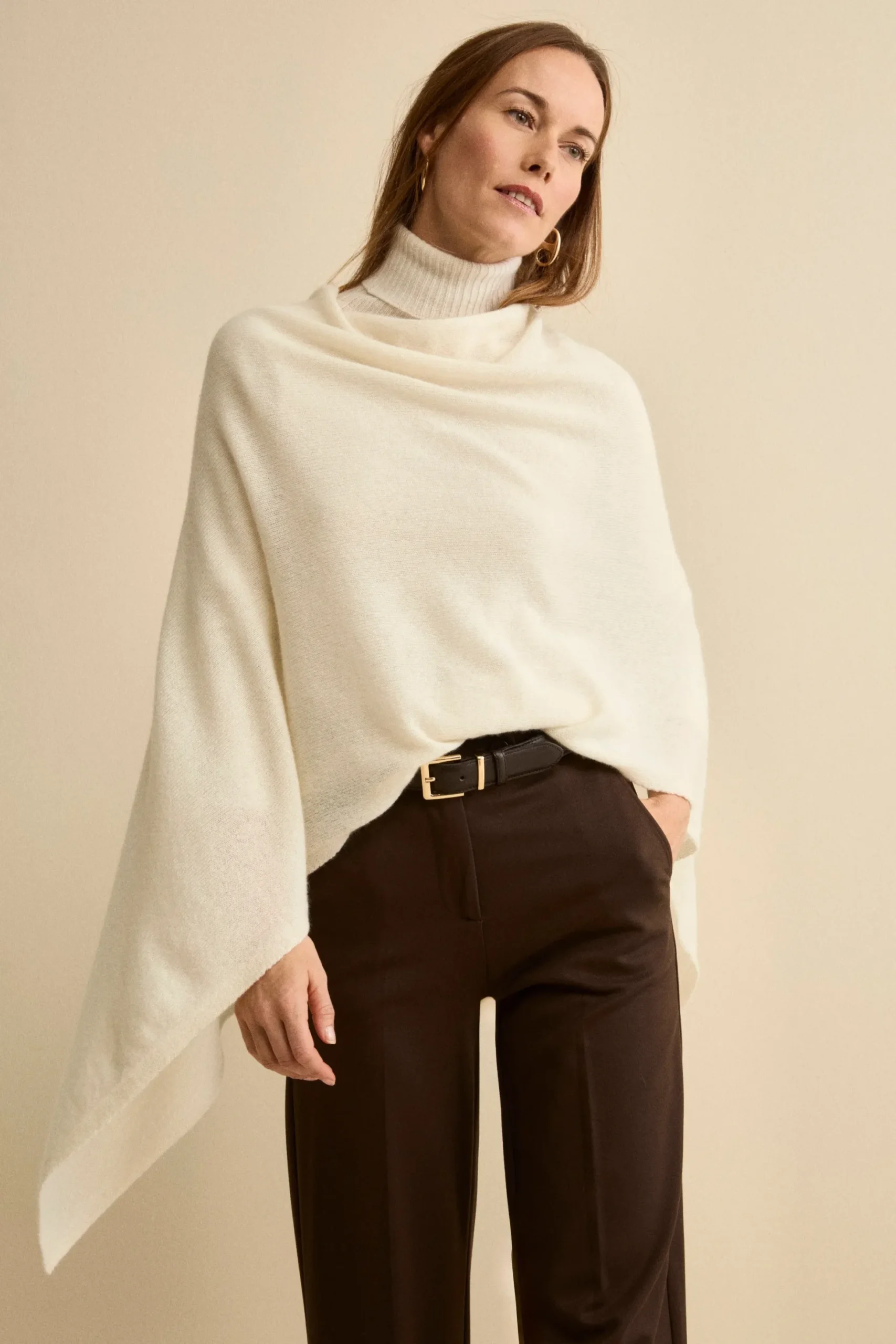 Mantella in cashmere da donna - PANNA