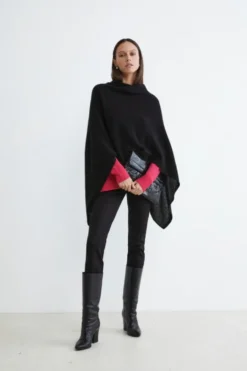 Mantella in cashmere da donna - NERO