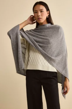 Mantella in cashmere da donna - GRIGIO MEDIO