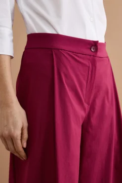 Pantalone a Gamba Larga con Pinces in Bengalina - BORDEAUX