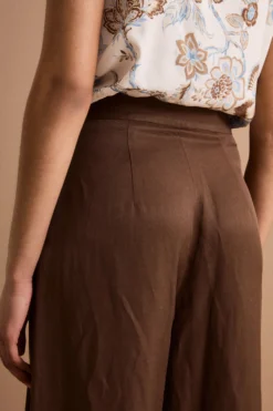 Pantalone Ampio da Cerimonia in Raso con Spacco - CIOCCOLATO