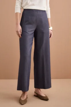 Pantalone Ampio in Chambray - BLU