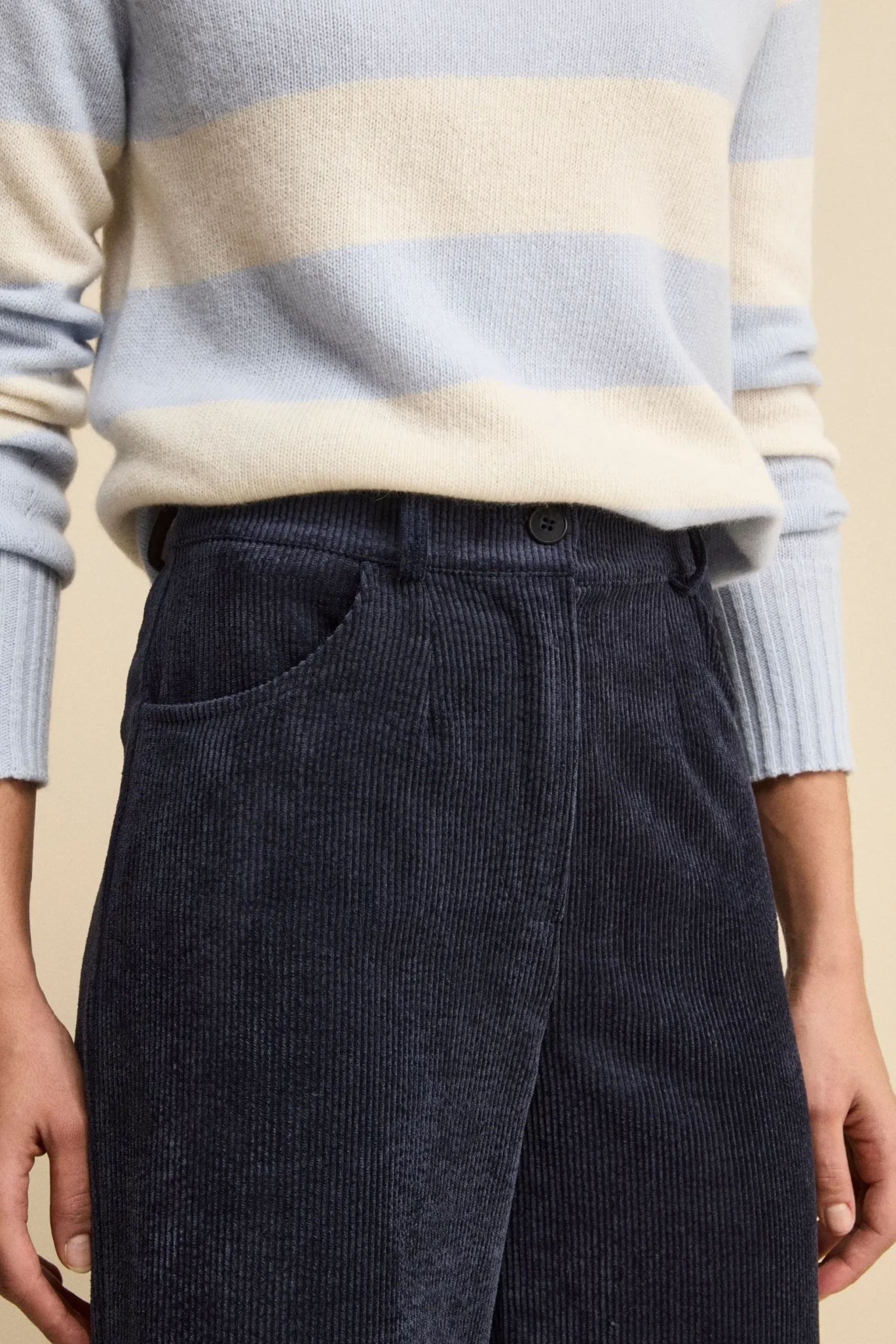 Pantalone Ampio in Velluto a Coste - BLU