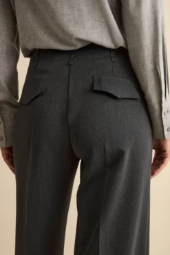 Pantalone a palazzo con piega - GRIGIO