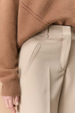 Pantalone a palazzo con piega - PANNA
