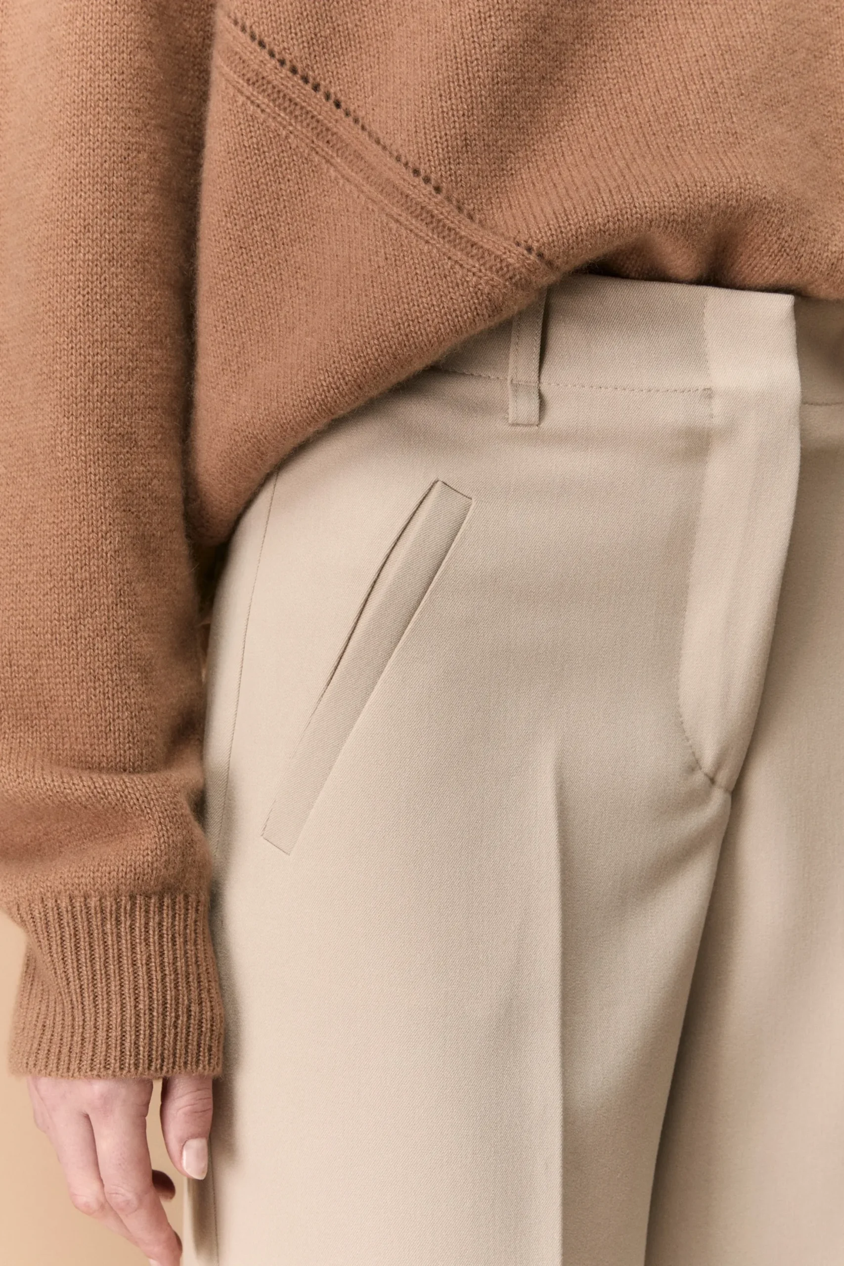 Pantalone a palazzo con piega - PANNA