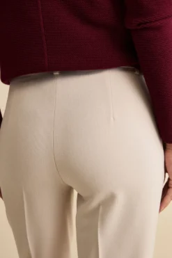 Pantalone a Sigaretta con Pieghe e Risvolto - PANNA