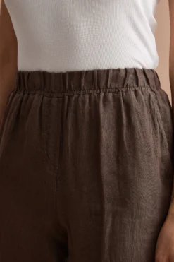 Pantalone a Sigaretta in Lino con Risvolto - T.MORO