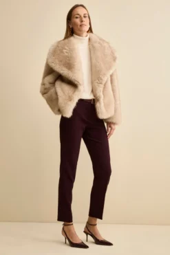 Pantalone a Sigaretta Regular Fit in Velluto - BORDEAUX