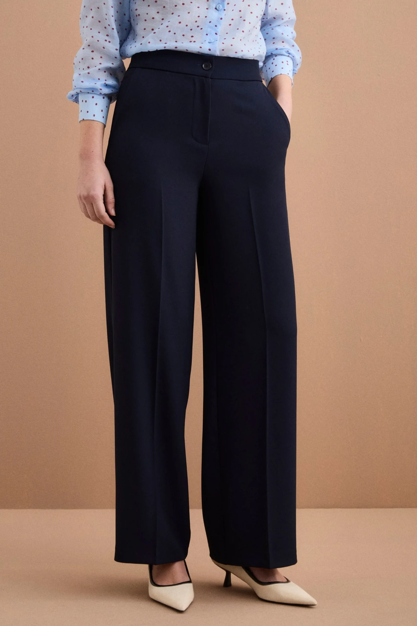 Pantalone Cady a Palazzo con Piega - BLU