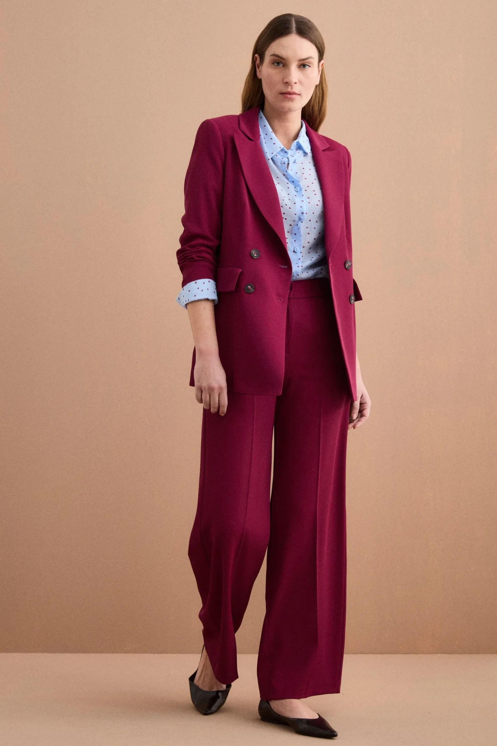 Pantalone Cady a Palazzo con Piega - BORDEAUX