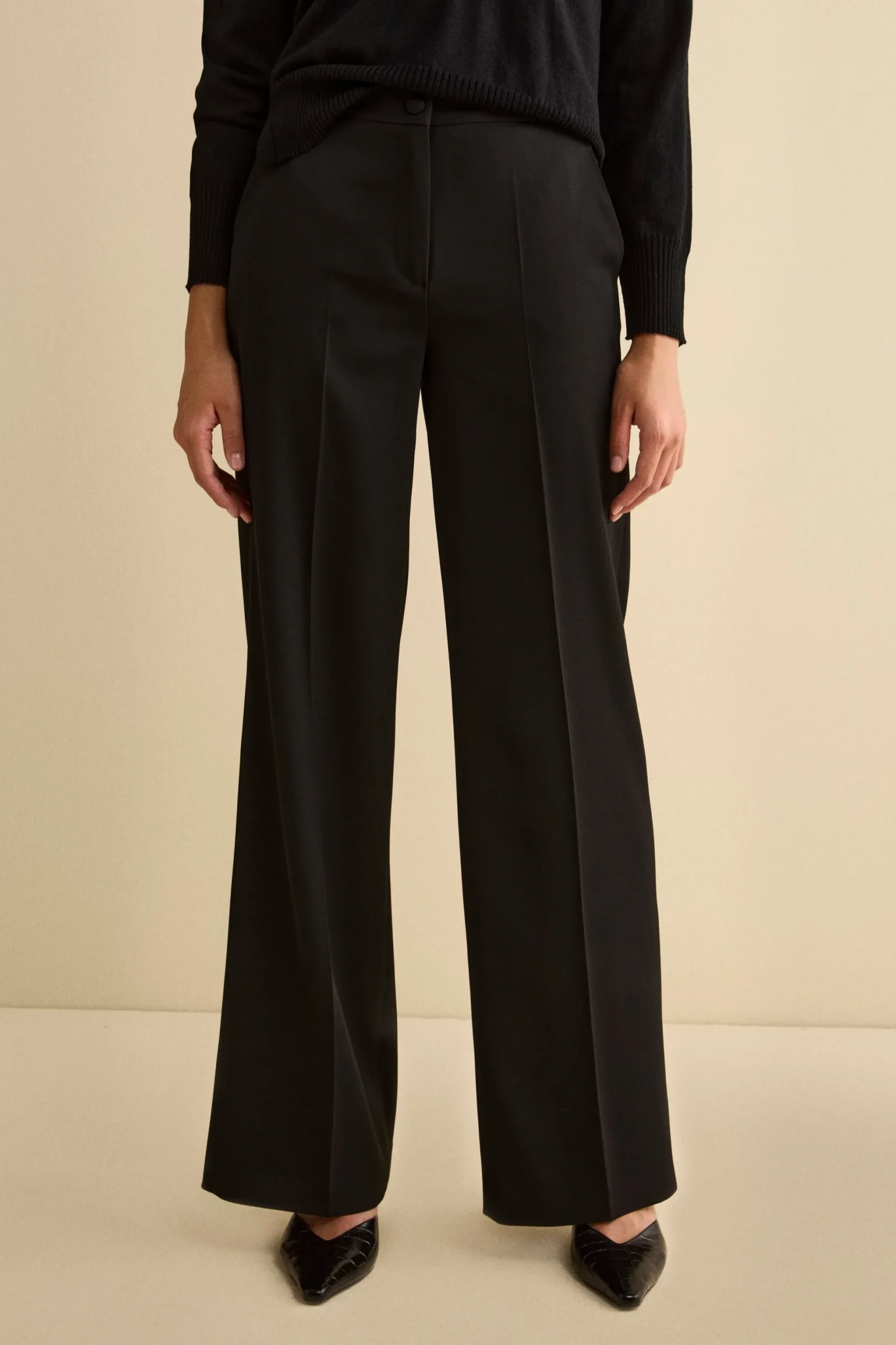 Pantalone Cady a Palazzo con Pieghe - NERO