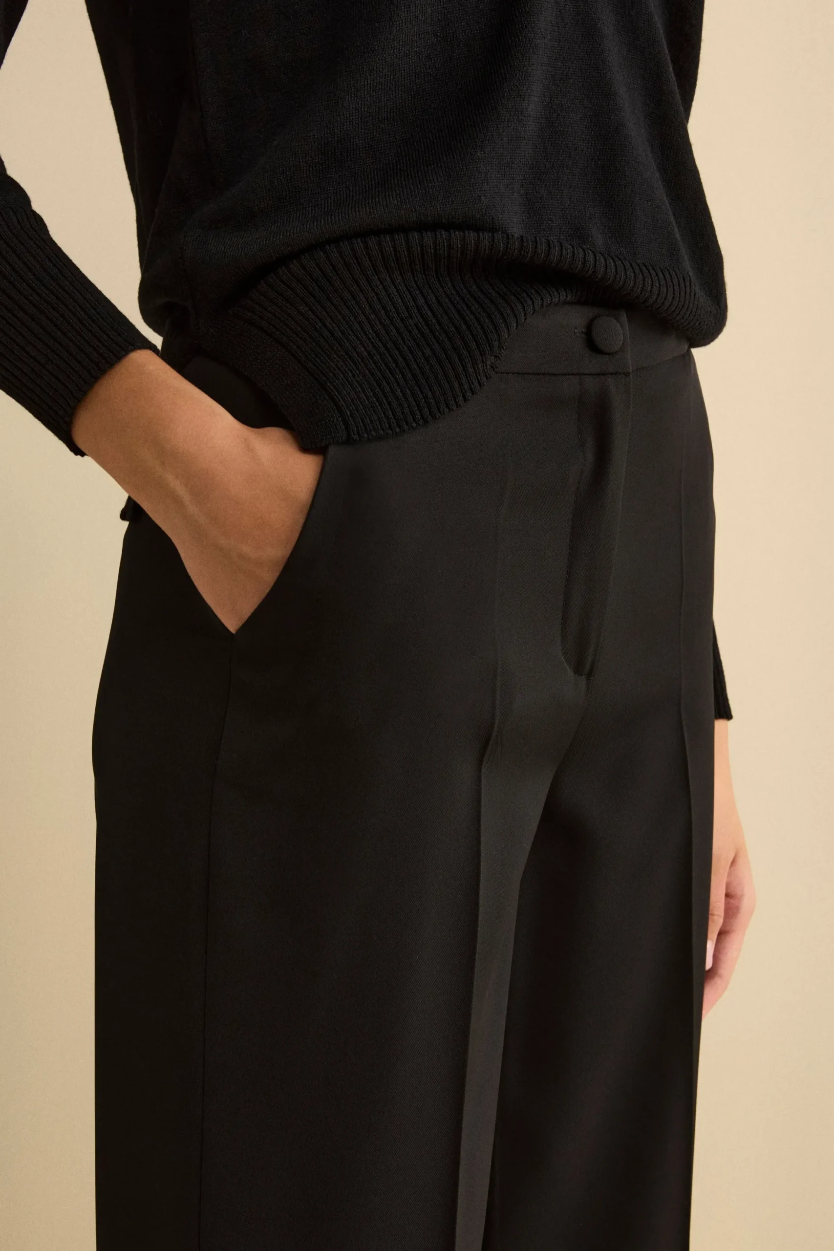 Pantalone Cady a Palazzo con Pieghe - NERO