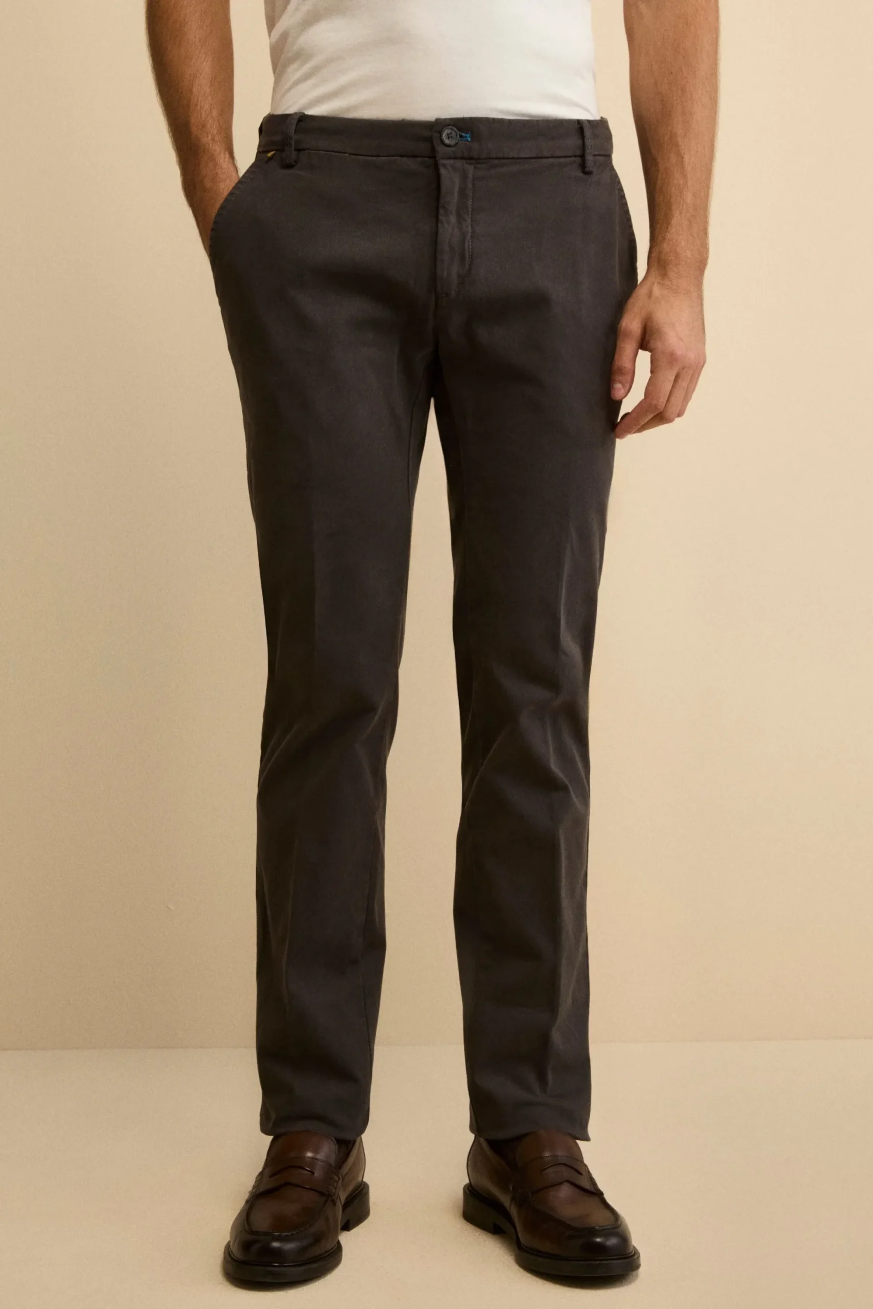 Pantalone Canvas Slim Fit in Cotone Stretch - ANTRACITE