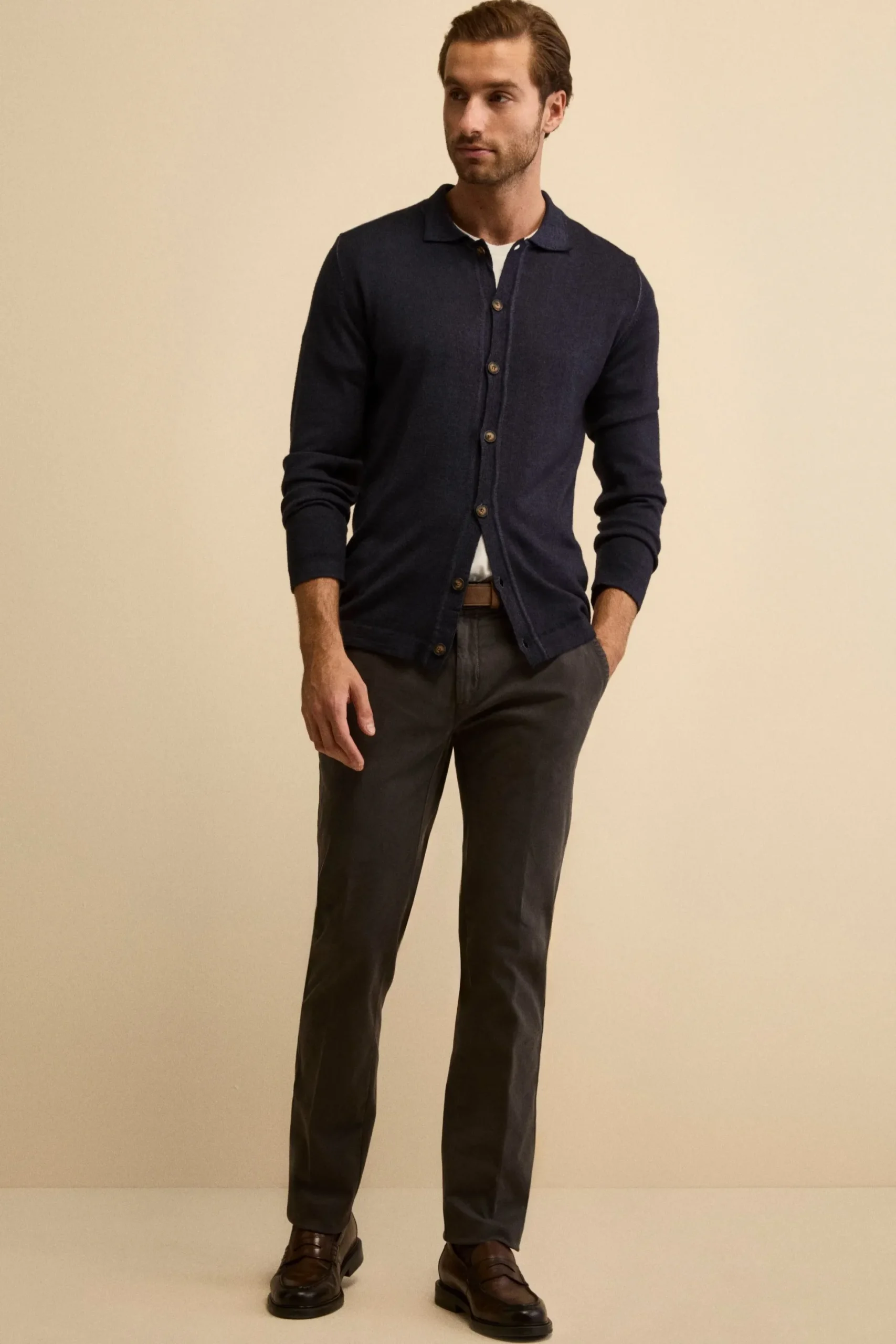 Pantalone Canvas Slim Fit in Cotone Stretch - ANTRACITE