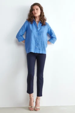 Pantalone capri con elastico - BLU