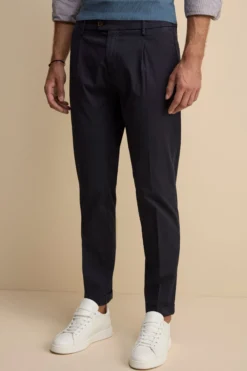Pantalone Carrot in Cotone Piquet - BLU