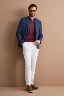 Pantalone Carrot in Misto Lino con Pinces e Risvolto - BIANCO