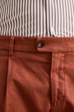 Pantalone Carrot in Misto Lino con Pinces e Risvolto - BRUCIATO