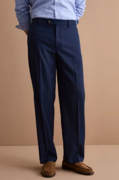 Pantalone Carrot Wide Leg in Misto Lana - BLU