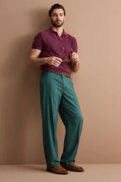 Pantalone Carrot Wide Leg in Misto Lana - VERDE