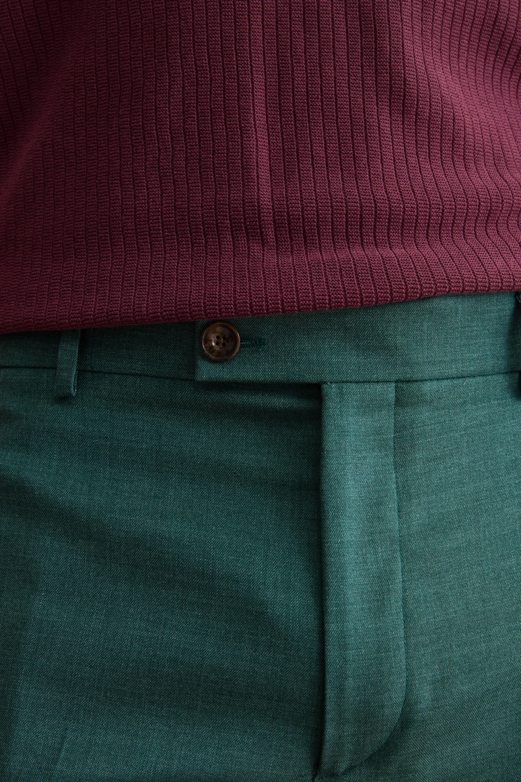 Pantalone Carrot Wide Leg in Misto Lana - VERDE