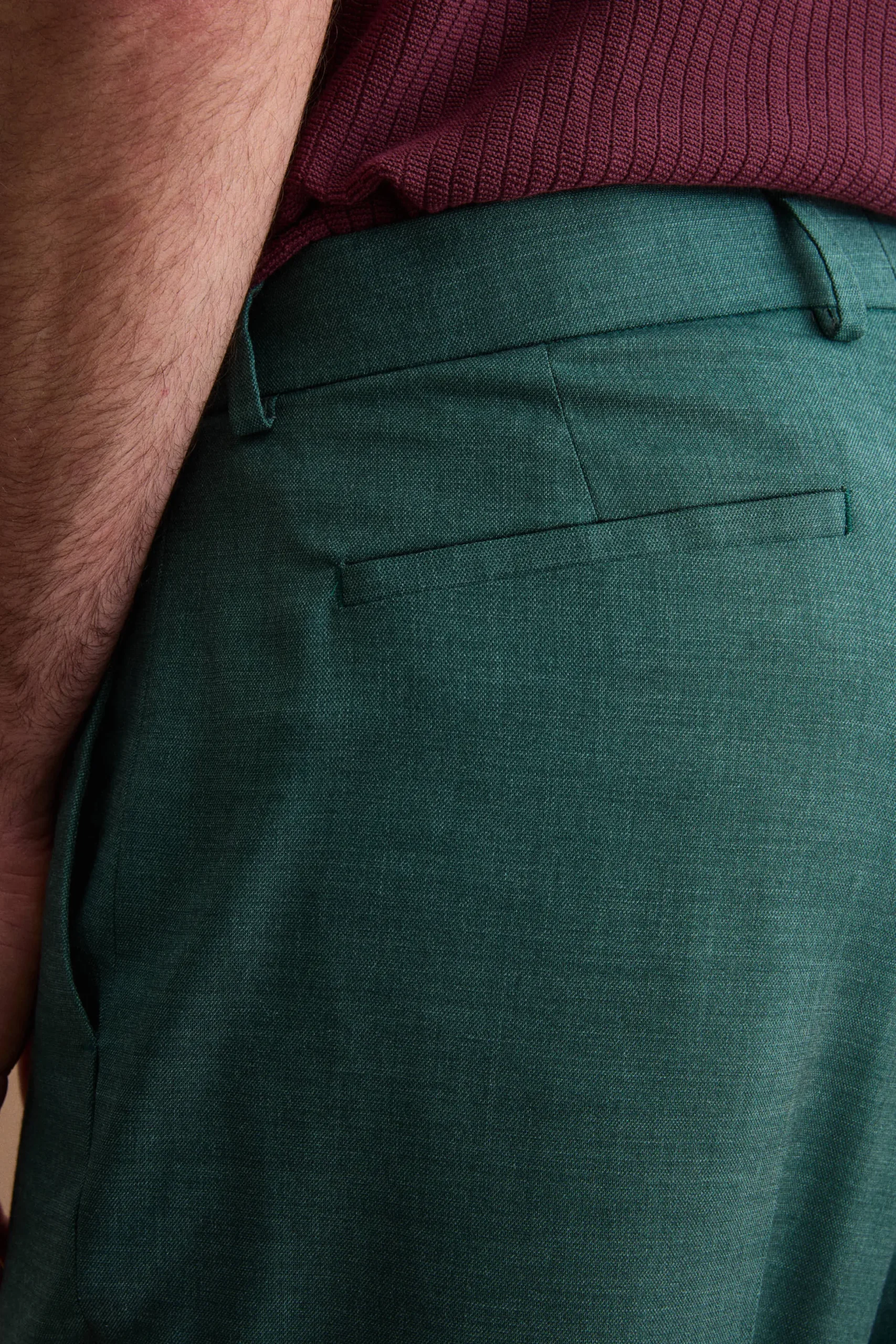 Pantalone Carrot Wide Leg in Misto Lana - VERDE